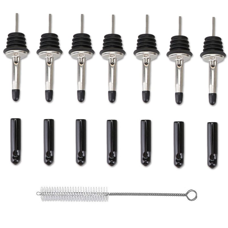 LEGERM Liquor Pour Spouts with Dust Caps - Speed Pourer Nozzles for Alcohol & Liquor Bottles | Pro Bar & Home Use Bartender Accessories with Leak-Proof & Rustproof Toppers - Image 1